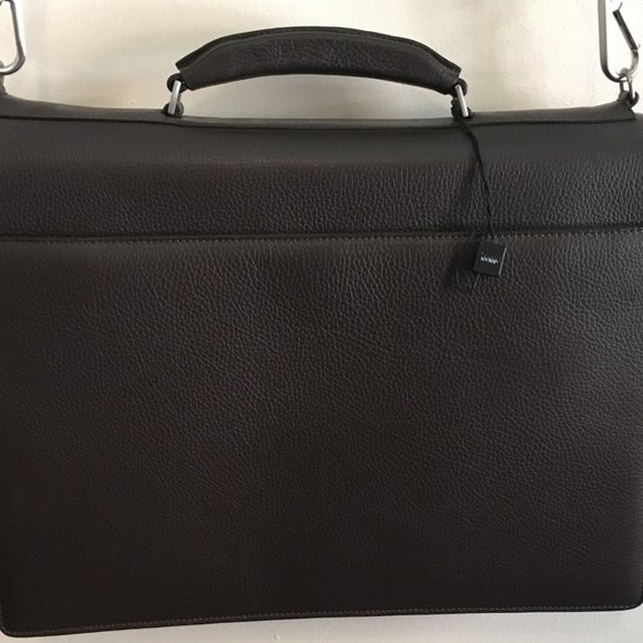 Armani Collezioni Briefcase with Shoulder Strap in Brown Leather - Picture 7 of 12